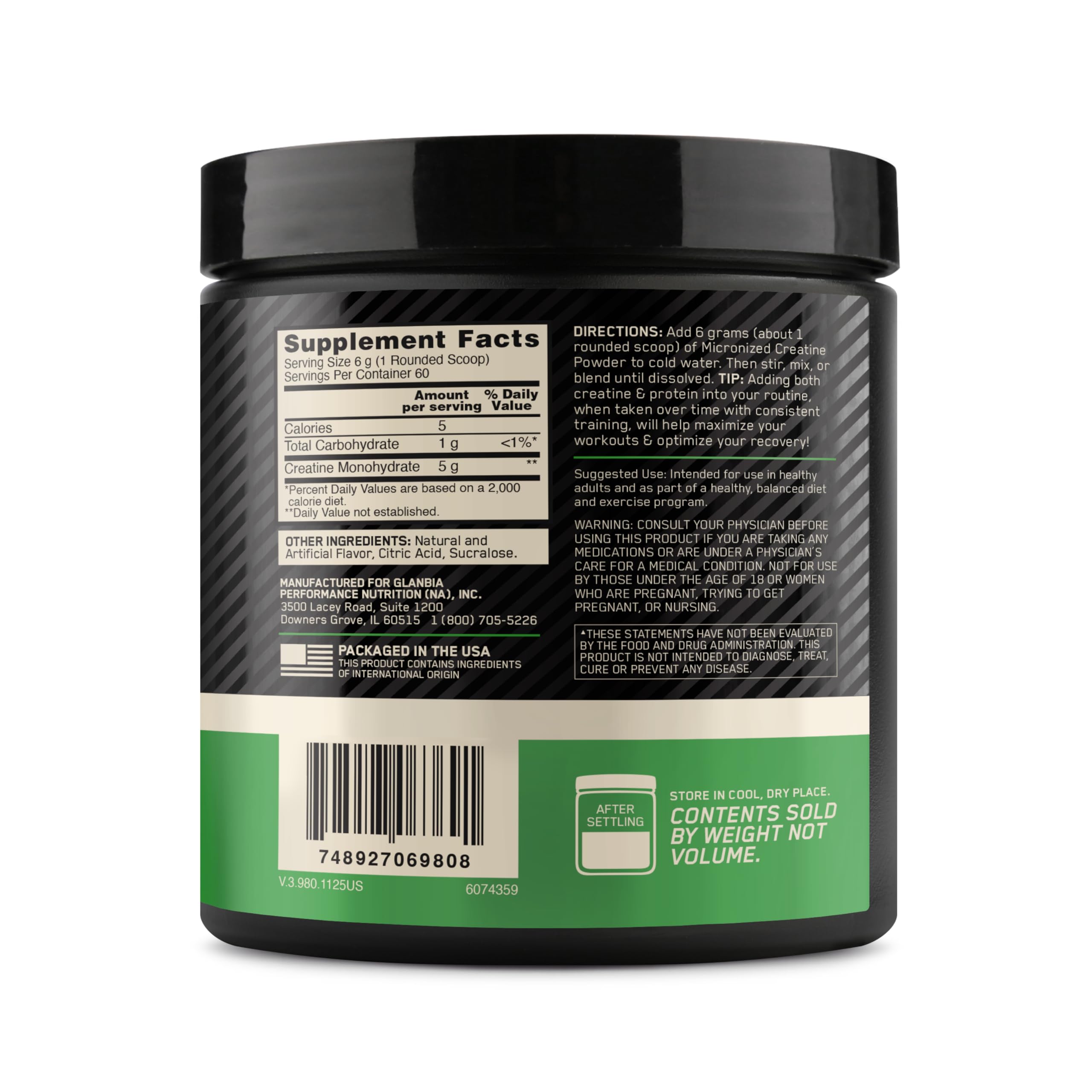 Optimum Nutrition Creatine Monohydrate Powder, Blueberry Lemonade, 60 Serv — Amazon image 12