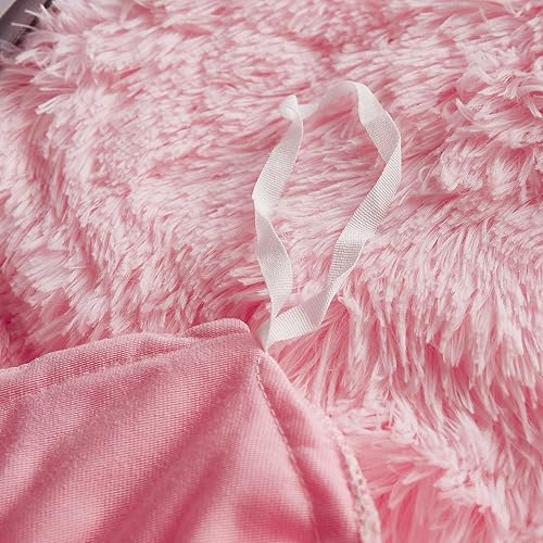 Miniatura 5 de Yaoshuho Juego de funda de edredón mullida de felpa tamaño individual, juego de funda de edredón de pelo sintético ultra suave y lanudo (1 funda de