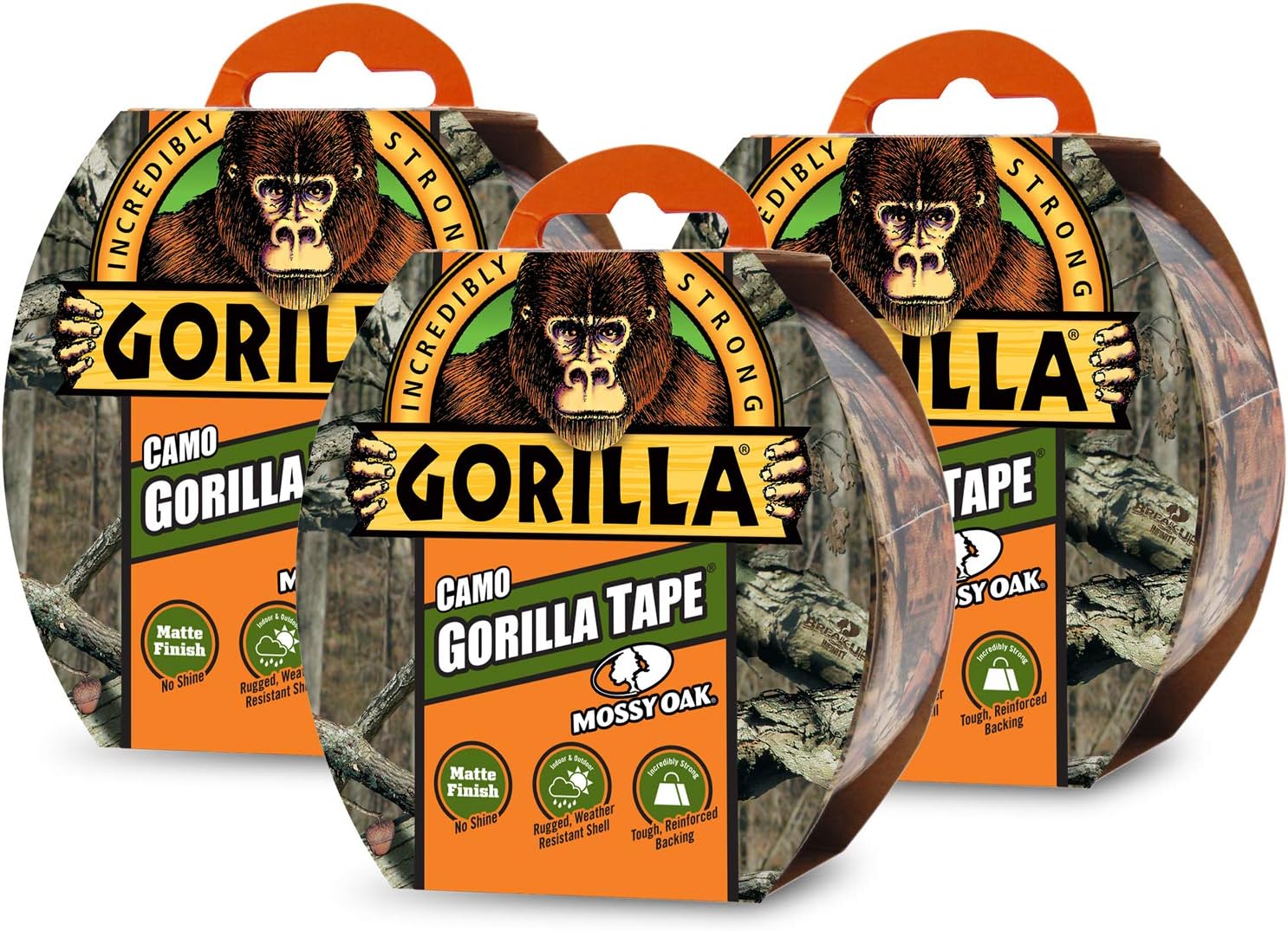 Gorilla Camo Duct Tape, 1.88" x 9 yd, Mossy Oak, (Pack of 3)