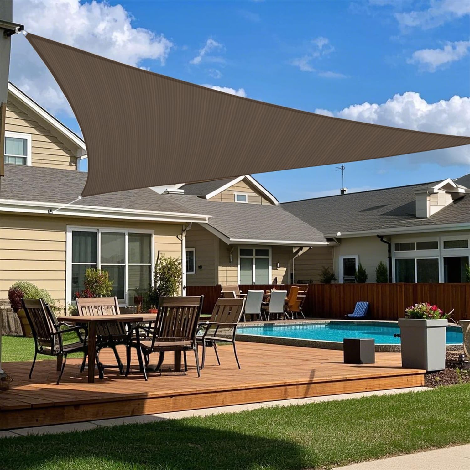 Sun Shade Sail Triangle 20' x 20' x 20' UV Block Sunshade Canopy Fabric for Oudoor Patio Pergola Garden Backyard Pool, Turquoise
