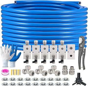 200FT 1/2" Compressed Air Line Kit, HDPE-Aluminum Piping Leak-Proof