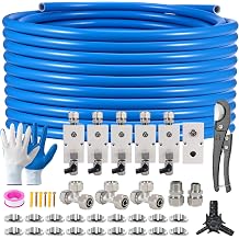 200FT 1/2" Shop Air Line Kit, Compressed Air Line Kit, Garage Rapid Air System, Air Compressor Hose Kit HDPE-Aluminum Piping Leak-Proof & Easy to Install