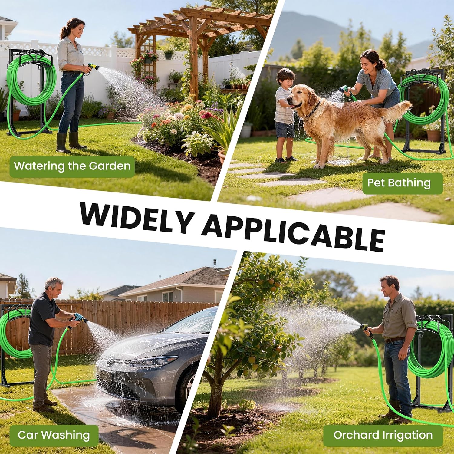 Keten Garden Hose Holder, Detachable Metal Water Hose Holder Stand, Heavy Duty Freestanding Garden Hose Reel Rack and Hose Storage Organizer for Outside Yard