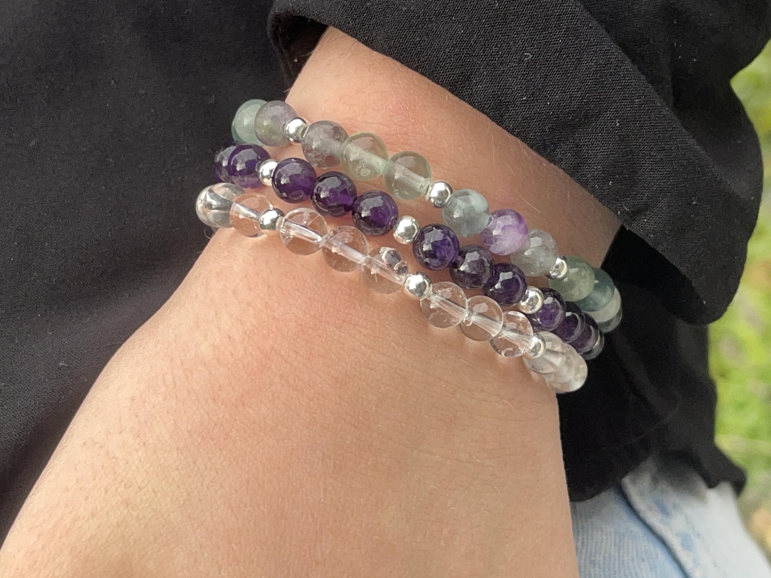 Edelsteinarmband aus Natursteinen & Edelstahlperlen 4 mm – Spirituelle Kraftsteine – Handgemachtes Geschenk für Freundin, Mama & Lieblingsmensch
