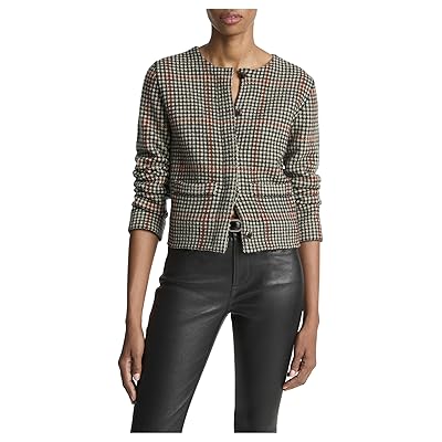 Vince Intarsia Glen Plaid Jacket Women