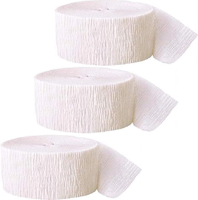 Diamante Crafts 3 White x Crepe Paper Rolls 81ft - Streamers 24 metres per roll