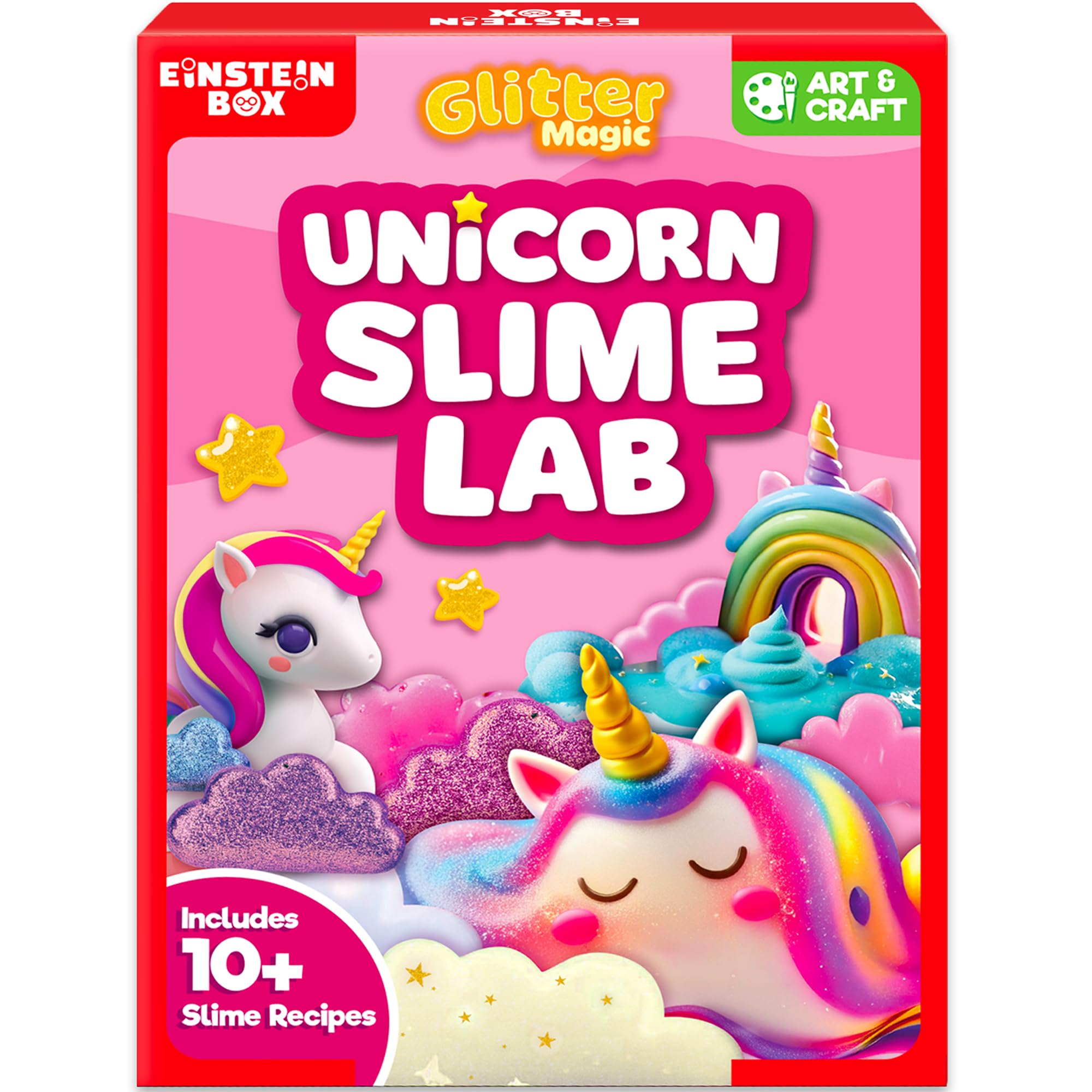 Einstein Box Unicorn Slime Making Kit for Girls | DIY Slime Set with 10+ Recipes | Arts & Crafts Gift for Girls Ages 3–10 | Unicorn-Themed Multicolor Glitter Craft Activity-image-4