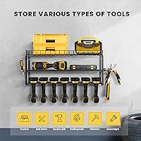 Vista 3 de SPECSTAR Organizador de herramientas eléctricas, soporte de pared, 3 capas, estante de herramientas resistente con 7 soportes para taladro, estante