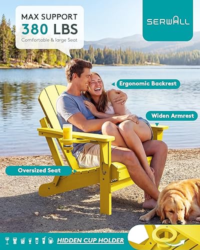 Miniatura 36 de SERWALL - Silla plegable Adirondack para patio, jardín, exterior, resistente a la intemperie, sillas para hoguera, color naranja