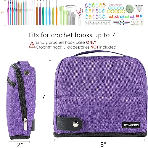 Miniatura 2 de MYBAGZING Estuche de gancho de ganchillo vacío  Estuche organizador de gancho de ganchillo de diseño único  Organizador de corchet  Soporte de
