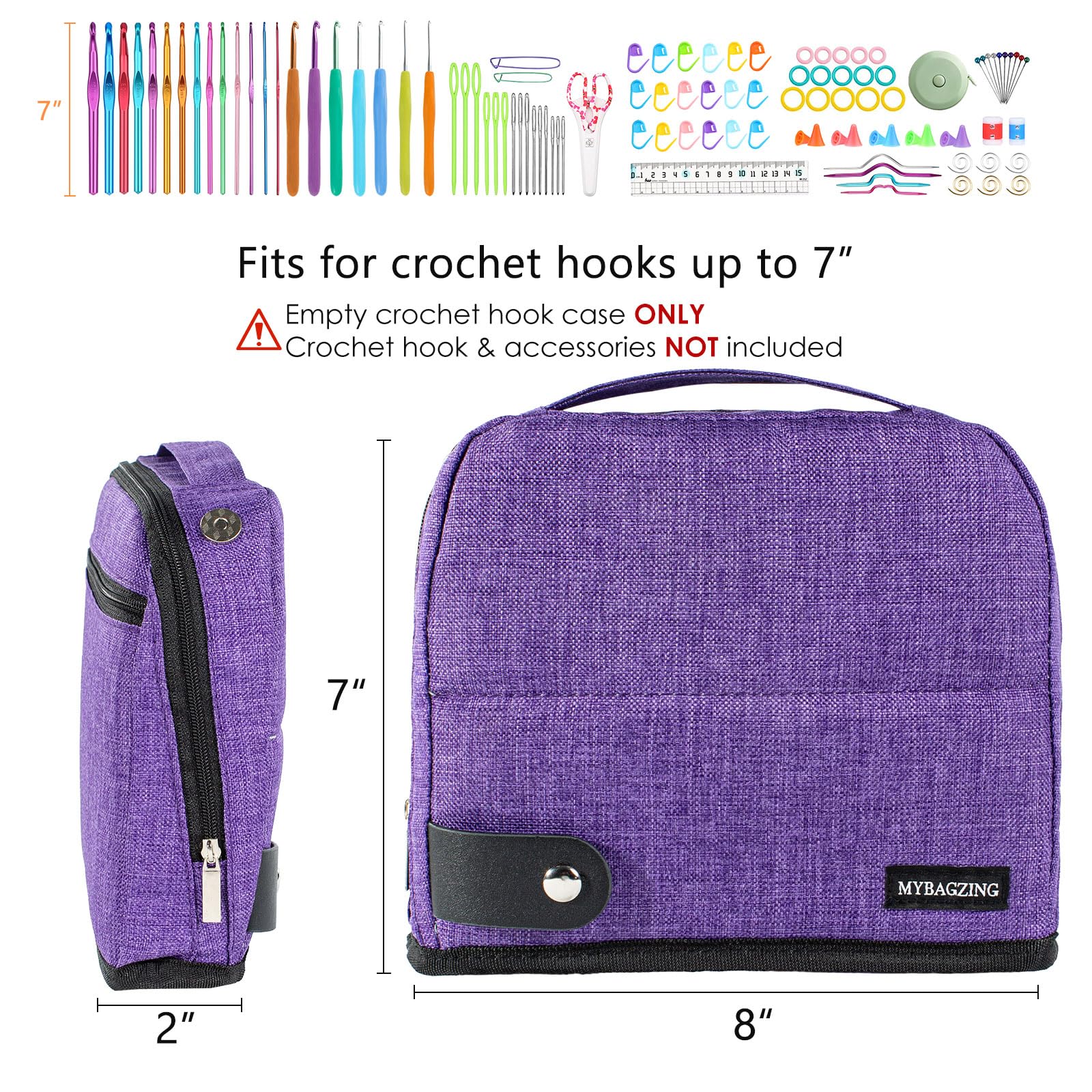 MYBAGZING Crochet Hook Case - Stand Up Organizer - Unique Design - Knitting & Crochet Supplies Holder