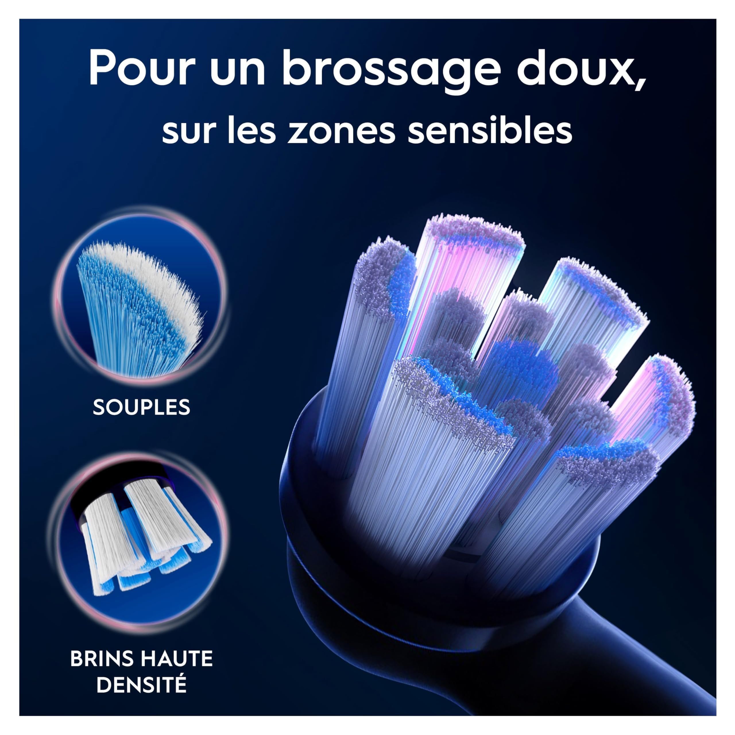 Oral-B Gentle Care Ersatzbürsten, Schwarz, weich, geeignet für empfindliches Zahnfleisch, runde Bürste für elektrische Zahnbürsten, Oral B iO, 4 Stück
