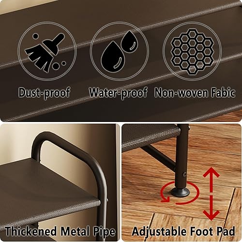 Miniatura 6 de INGIORDAR Zapatero de 4 niveles largo organizador de almacenamiento de metal estante de zapatos para armario entrada marrón