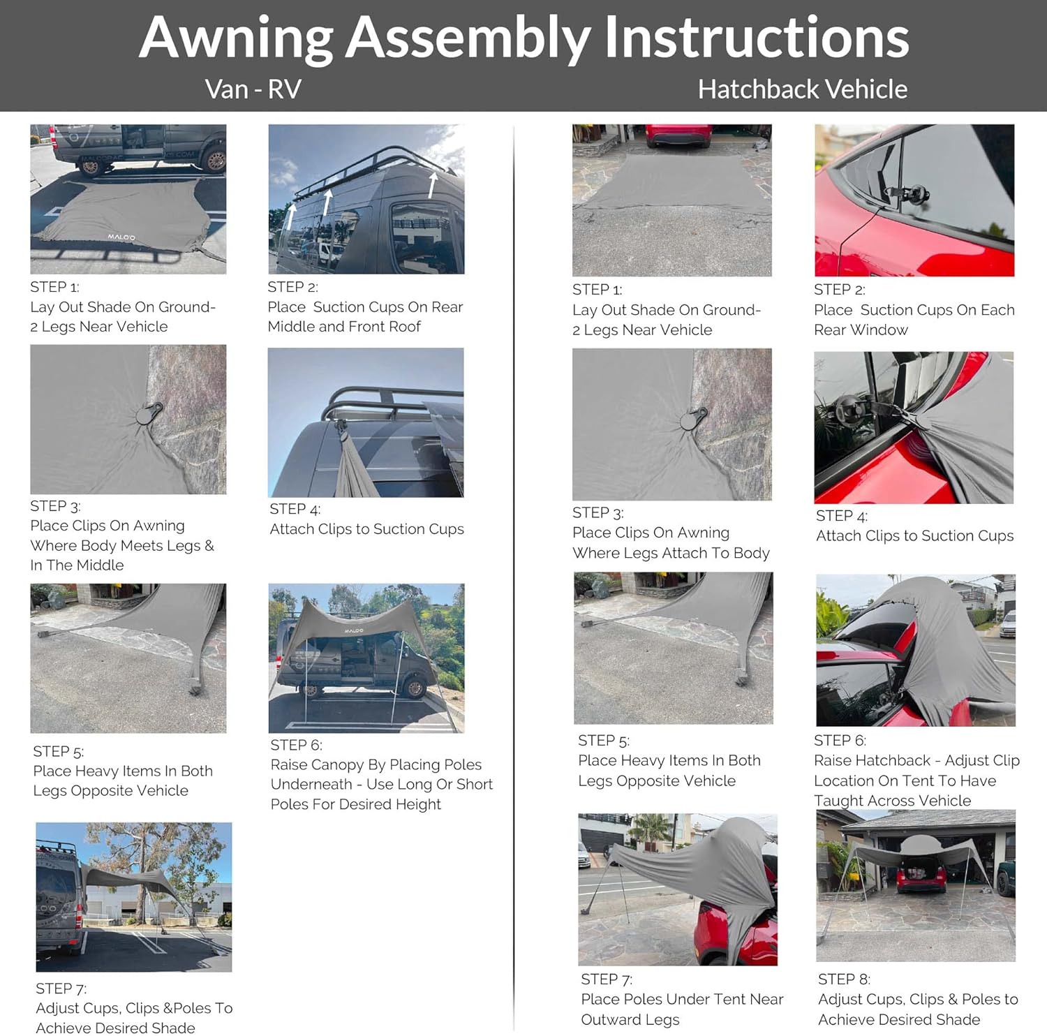 Malo’o 10x10 Beach Canopy Tent & Vehicle Awning, 2-in-1 Sun Shelter with UPF 50+ Protection, Water-Resistant Fabric, Fits 6–8 People, for Beach, Camping & Park