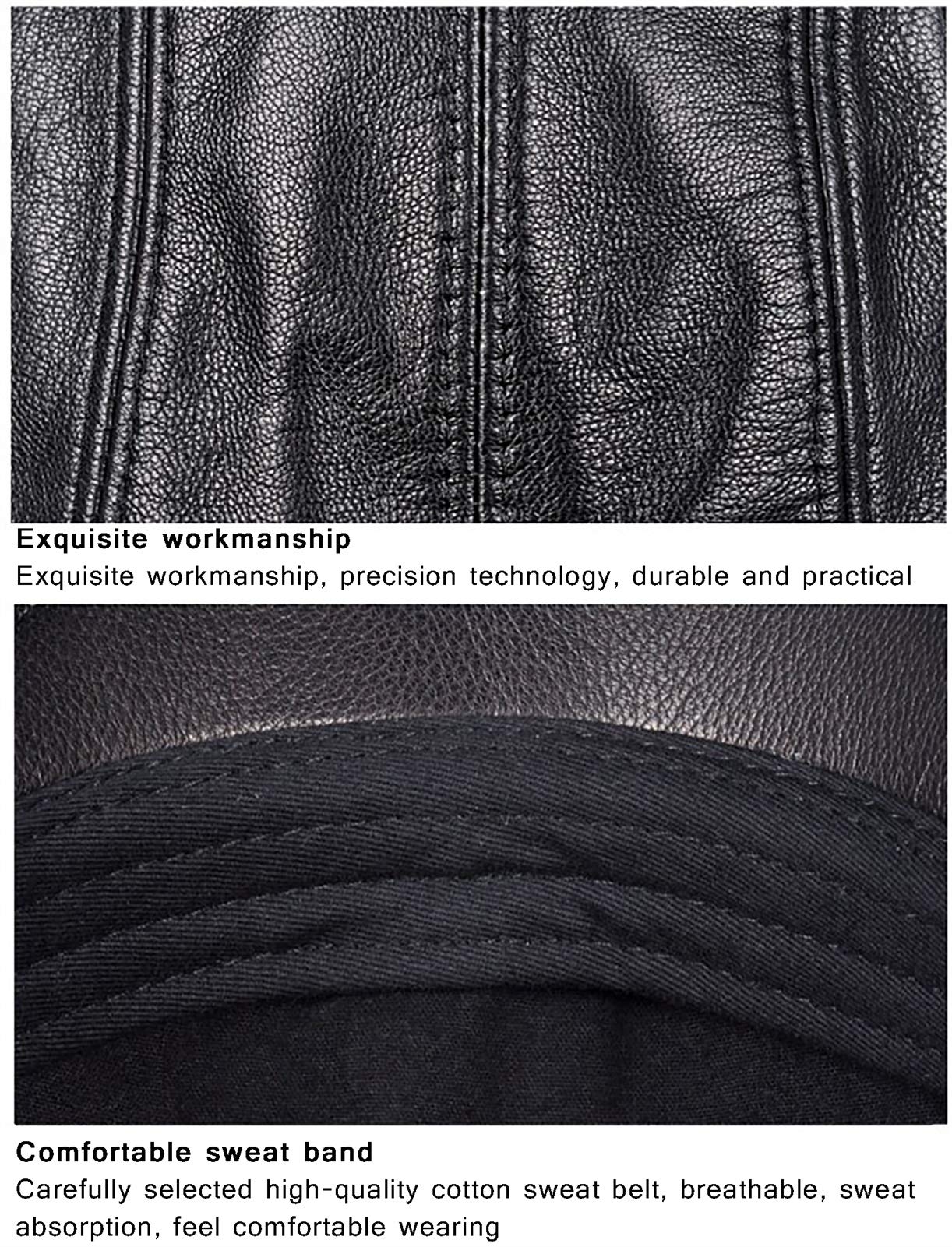 G&F Uomini Pelle Berretto Cappello Piatto Nero Strillone Golf Cappelli Tenere Caldo Moda 54-62 Cm (Color : Black, Size : L)
