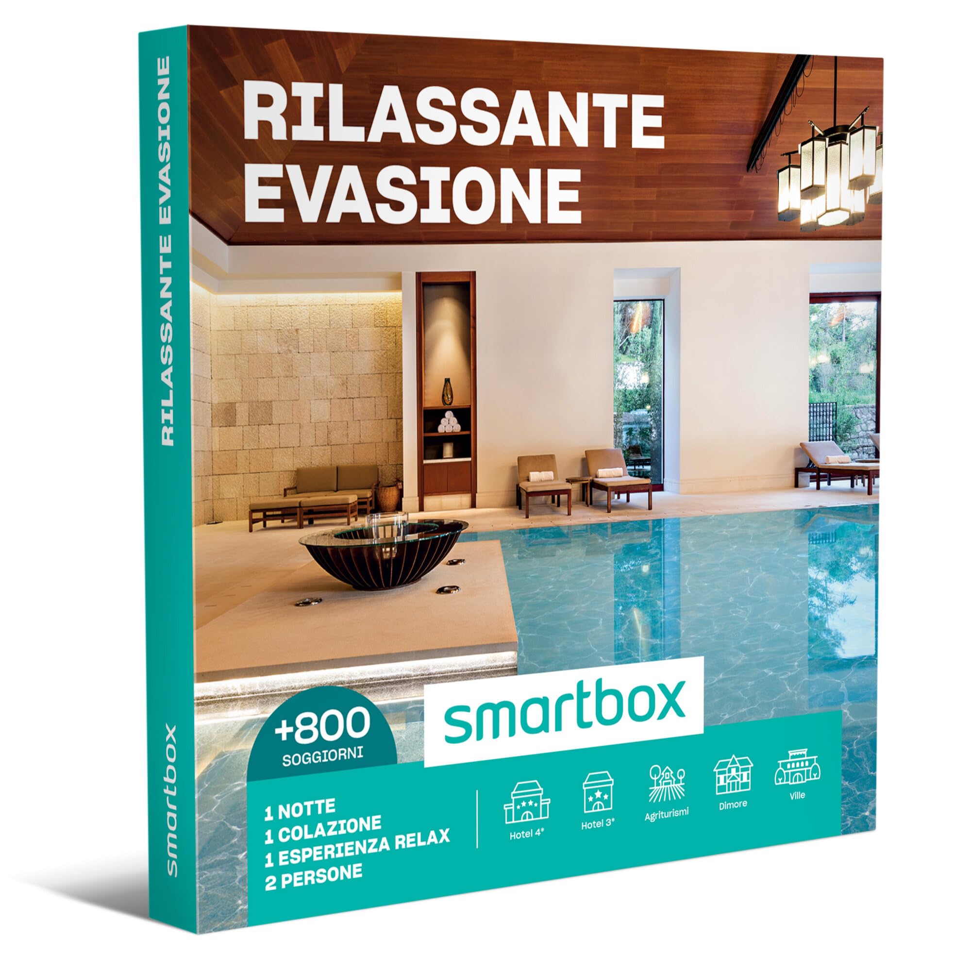 Smartbox - Cofanetto Regalo per Uomo o Donna - Rilassante evasione - Idee Regalo Originale - 1 Notte con Colazione e 1 Esperienza di Relax per 2 Persone