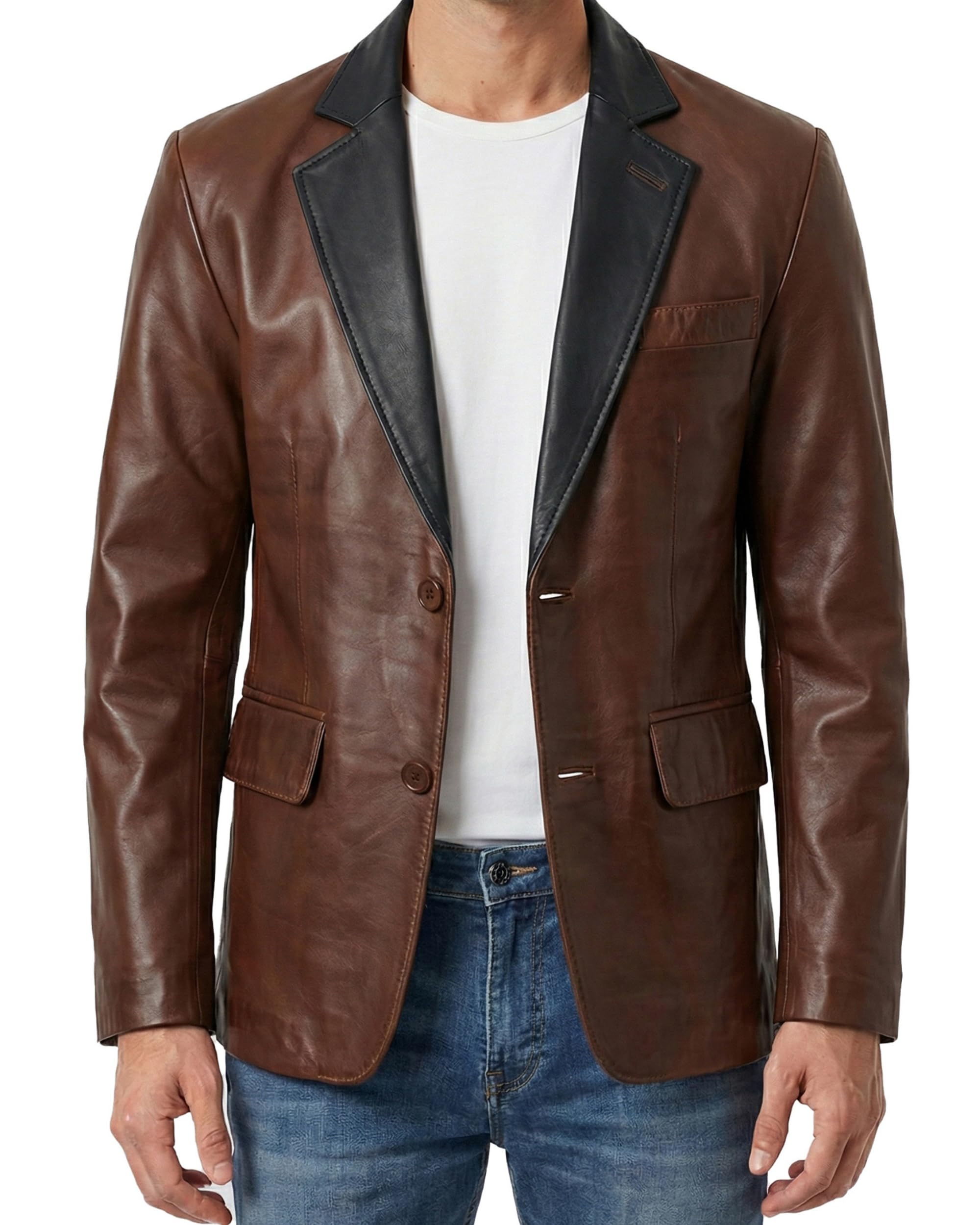 Decrum Men Leather Jacket - Casual Stylish Real Lambskin Leather Jackets for Mens
