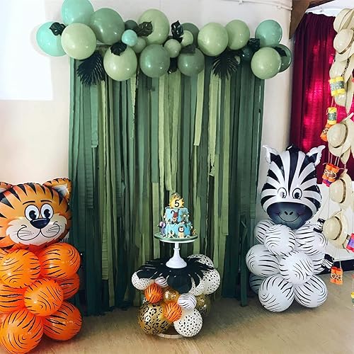 Vista 114 de PartyWoo Serpentinas de papel crepé verde, 6 rollos de 492 pies, paquete de papel crepé verde bosque esmeralda cazador para graduación, Navidad