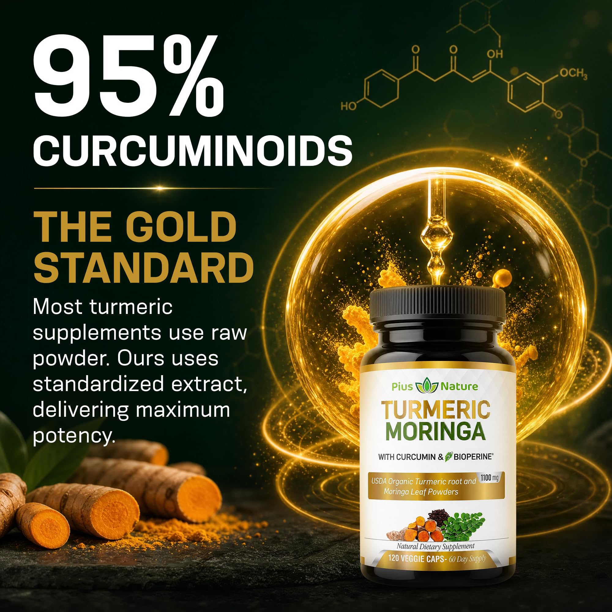 Turmeric Moringa - Organic Turmeric Curcumin Supplements and Organic Moringa Powder - 120 Veggie Capsules Supplement for Women and Men — Amazon image 8