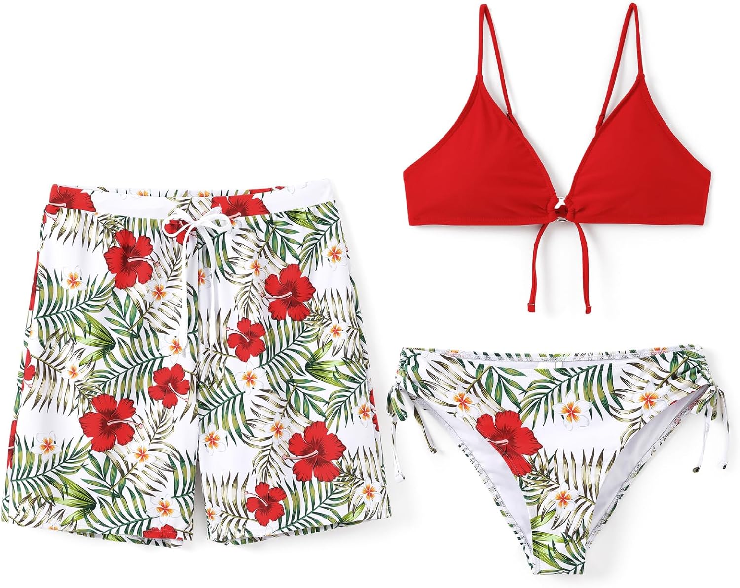 PATPAT Matching Swimsuits for Couples Two Piece Bikini Sets Swim Trunks Summer Beach Vacation Hawaiian Swimwear