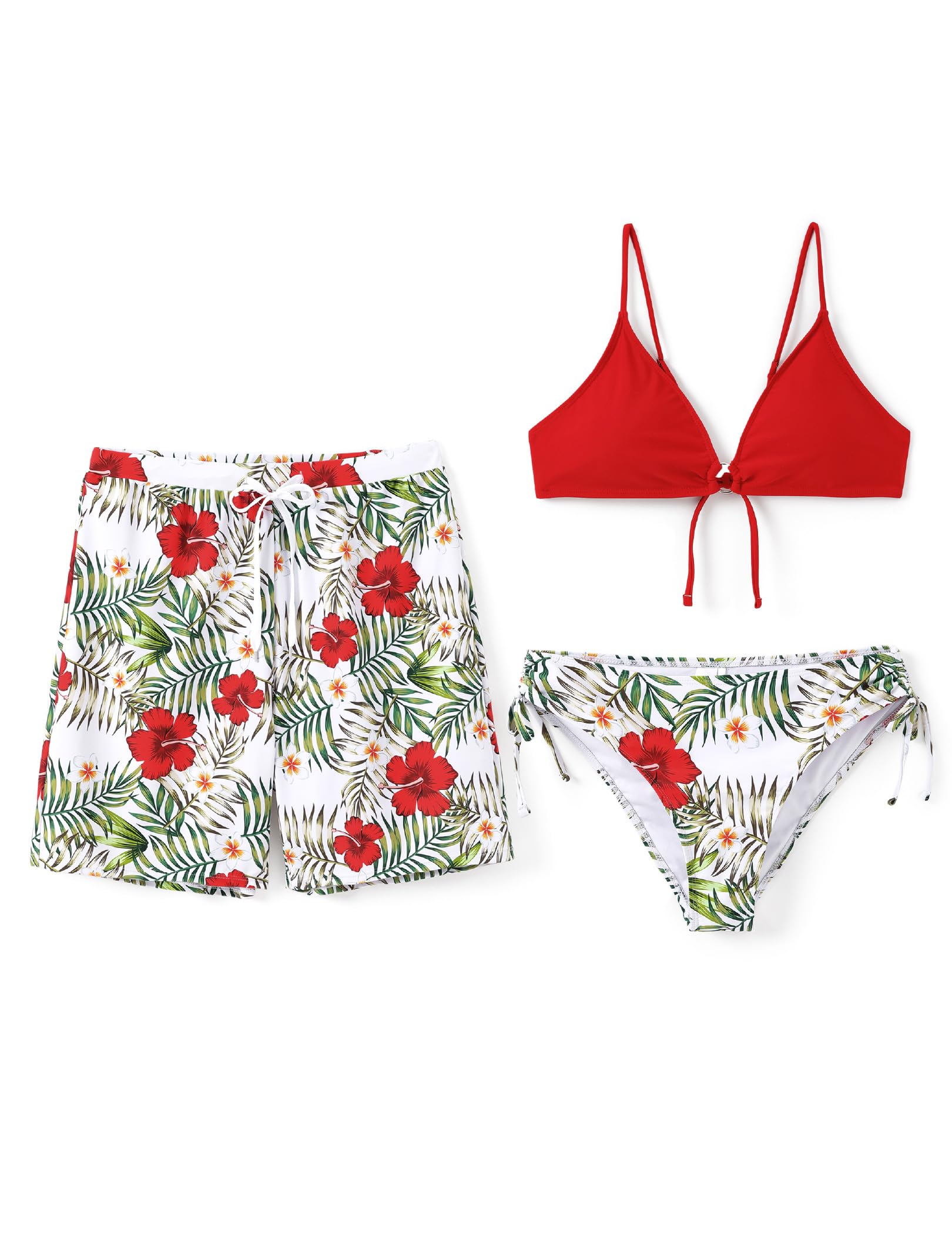 PATPAT Matching Hawaiian Swimsuits for Couples Two Piece Bikini Sets or Swim Trunks Summer Beach Vacation Swimwear