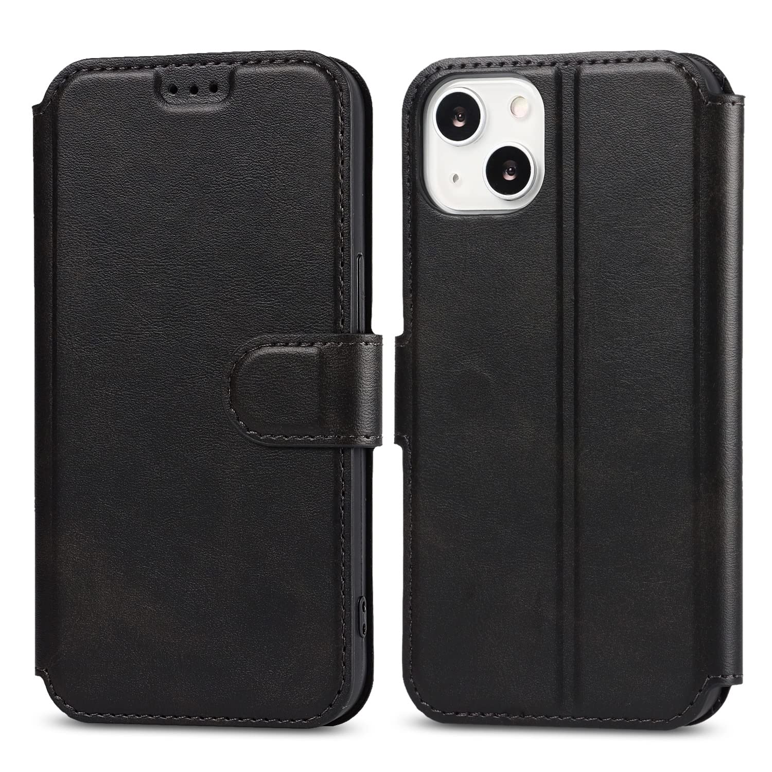 Flip leather case iPhone 13 Pro noir avec porte-carte et stand - 8