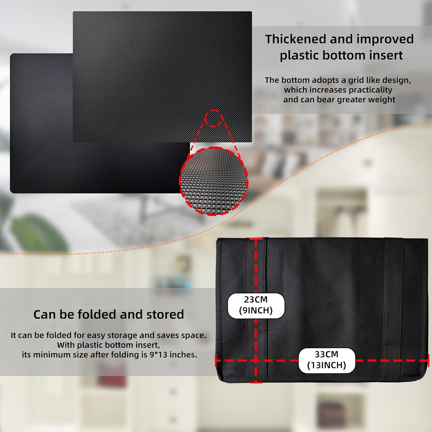 6 Pack Reusable Reinforced Handle Grocery Bags - Heavy Duty Large Shopping Totes with Thick Plastic Bottom can hold 45+ lbs (6, Blue) - Image 4