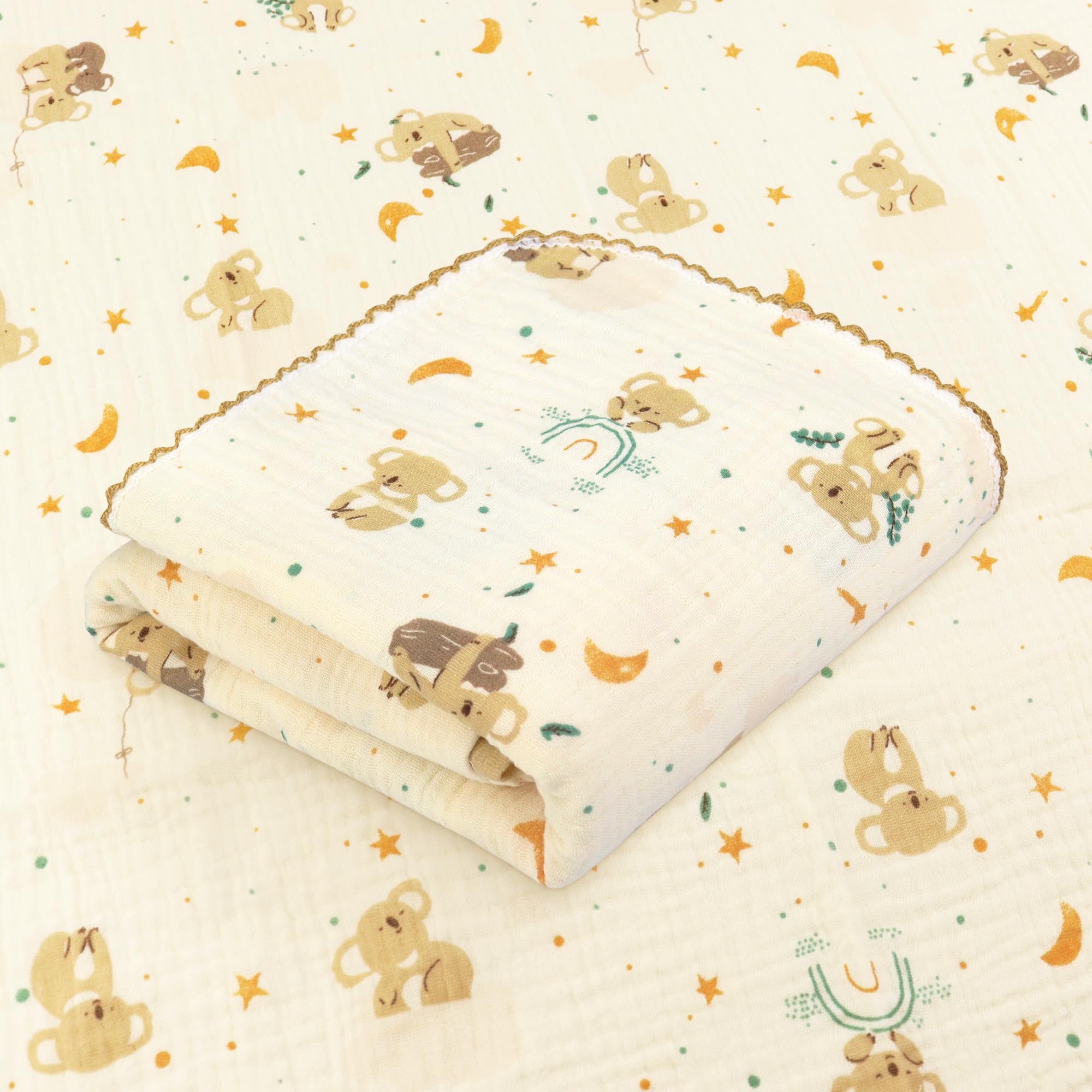 Hivia 110x100cm Musselin Decke-Musselin Becke Baby Sommer,2 Lagen Sommer-Babydecke Baumwolldecke,Weiche und Kuschelige Dünne Sommerdecke|Bären