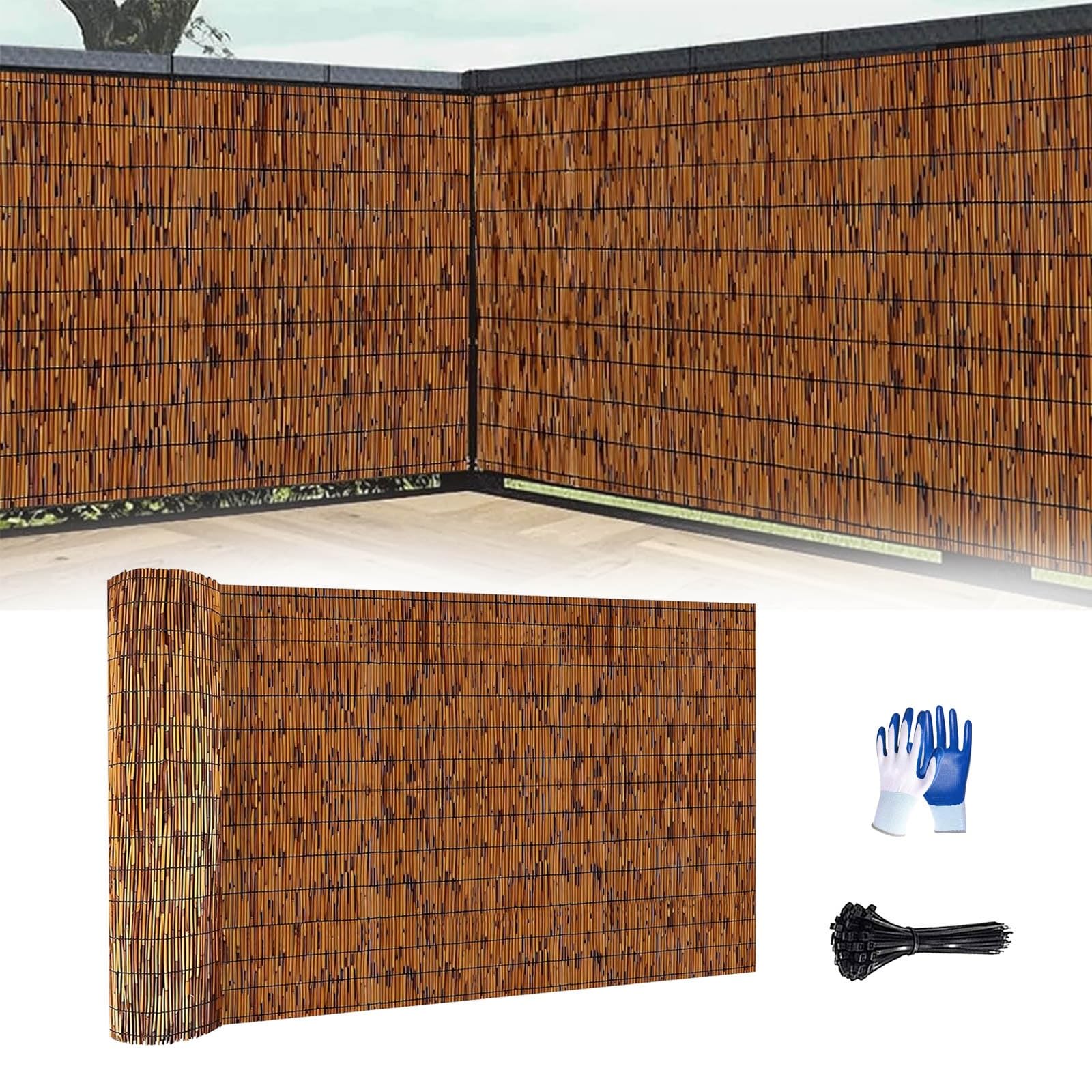 Générique Canisse en Roseau Naturel 30-200cm Brise Vue en Rouleaux avec Attaches de Fixation, Panneau Occultant pour Balcon Patio, Clôture Séparateur De Confidentialité Extérieur(Brun,150x180cm)