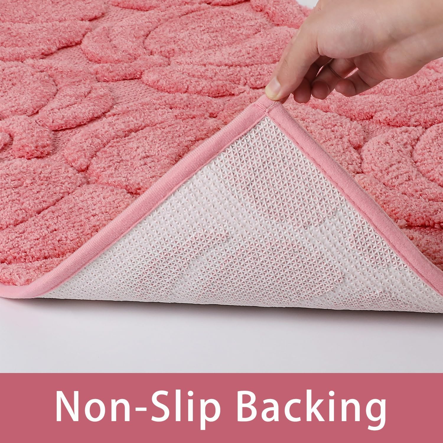 Luxury Fall Autumn Pink Pumpkin Bathroom Mat, 20"x32" Extra Soft and Absorbent Microfiber Bath Rug, Non-Slip TPR Back, Plush Shaggy Bath Carpet for Floor