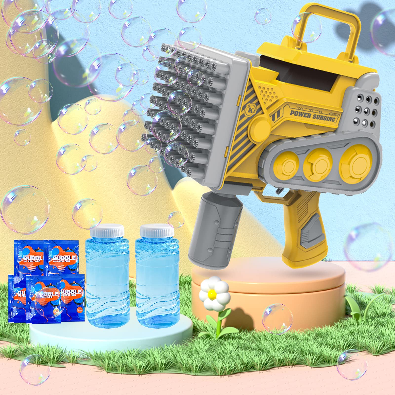 Photo 1 of MIROLA KIDS 80-Hole Engineer Bubble Gun for Kids, Bubble Machine with LED, Mobile Machinery Shop Truck Summer Toy for Outdoor, Parties, Birthdays, and Wedding