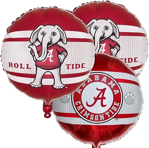 Havercamp Globos de la Universidad de Alabama (paquete de 3) decoraciones de marea carmesí de Alabama con impresiones de 2 caras con el logotipo de