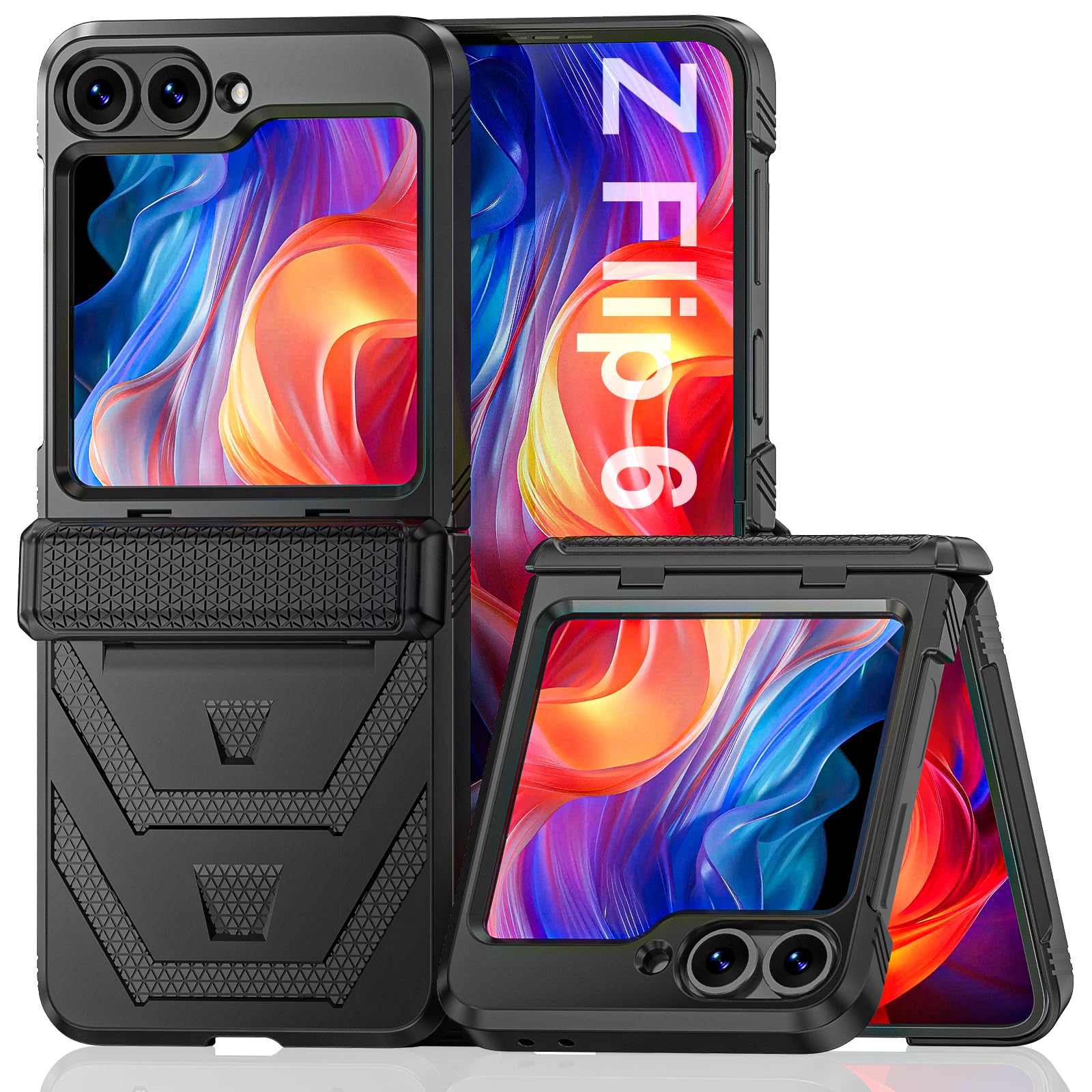 YWXTW for Samsung Galaxy Z Flip 6 Case with Hinge Protection, Full Body Slim Shockproof Matte Phone Case Cover for Galaxy Z Flip 6 Accessories 2024 (Black)