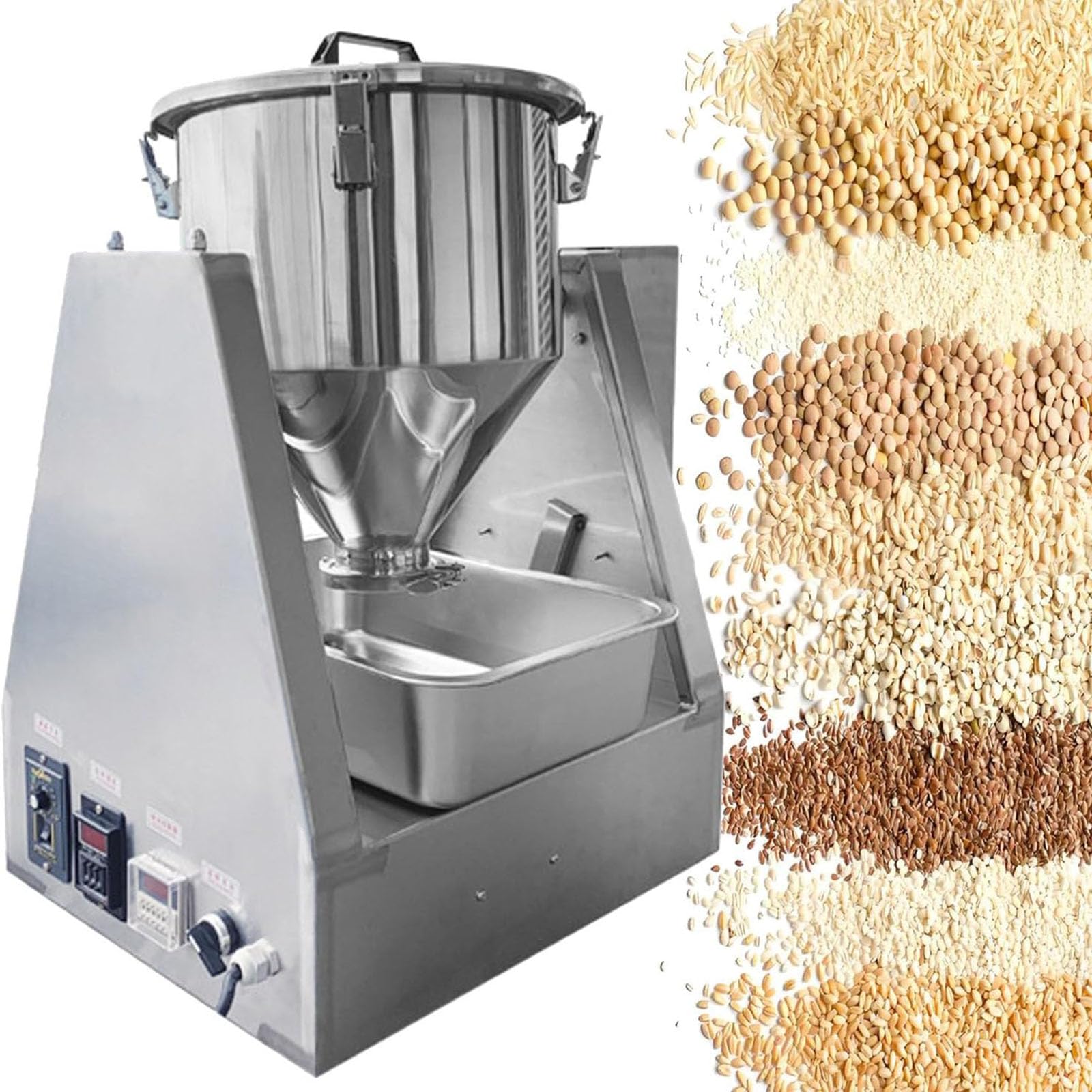 Mezclador de polvo seco, acero inoxidable 304, capacidad de 5-40L, velocidad de 0-33 rpm, rotación de 360° hacia adelante y hacia atrás, ideal para frutos secos y cereales