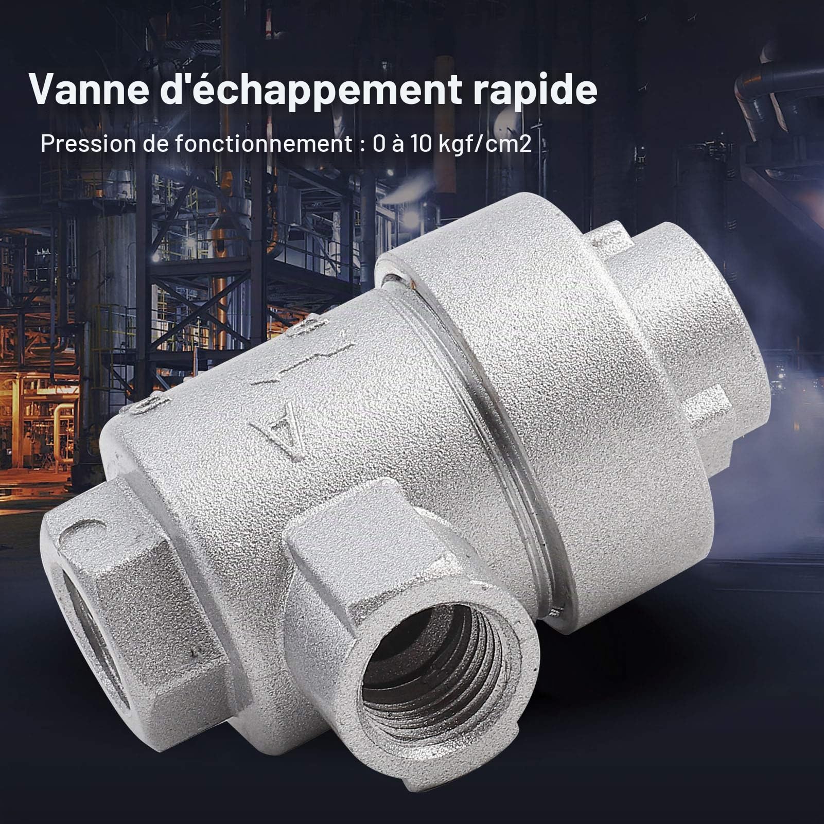 Échappement rapide pneumatique, soupape de décharge, accessoire de remplacement de soupape de tuyau d'air d'échappement rapide à sens unique en aluminium BSPT fileté 1/4 "