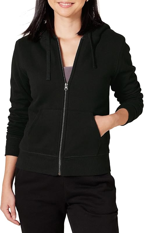 campera con capucha y cordón con cremallera completa y forro de sherpa Amazon Essentials para mujer (disponible en talla grande)