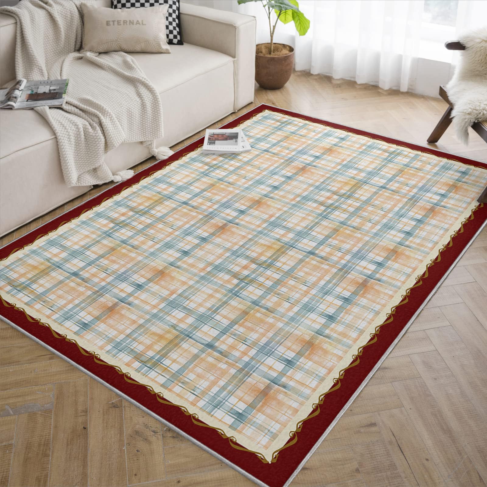 Tapis à 80x150cm carreaux décontractés zone dentrée carpette unique ferme paillasson lavables moquette antidérapants poil bas lentrée Cuisine Sol avant Moquette carreaux Salle bain Chambre tambours