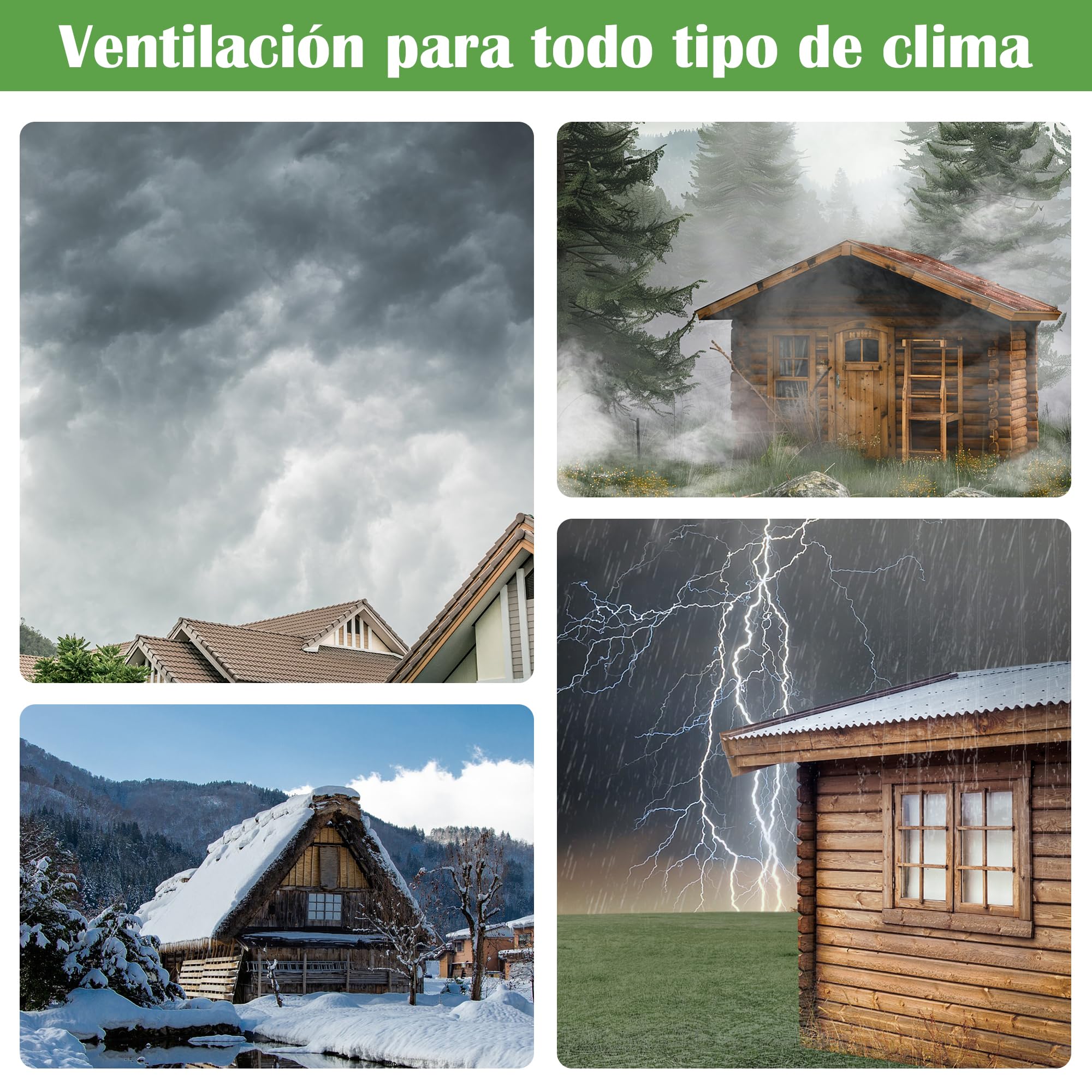 Ventilador Exterior solar Ventilador Impermeable 200mm con Placa y Cable Solar 4,5M para Caseta Jardin, Invernadero, Gallinero