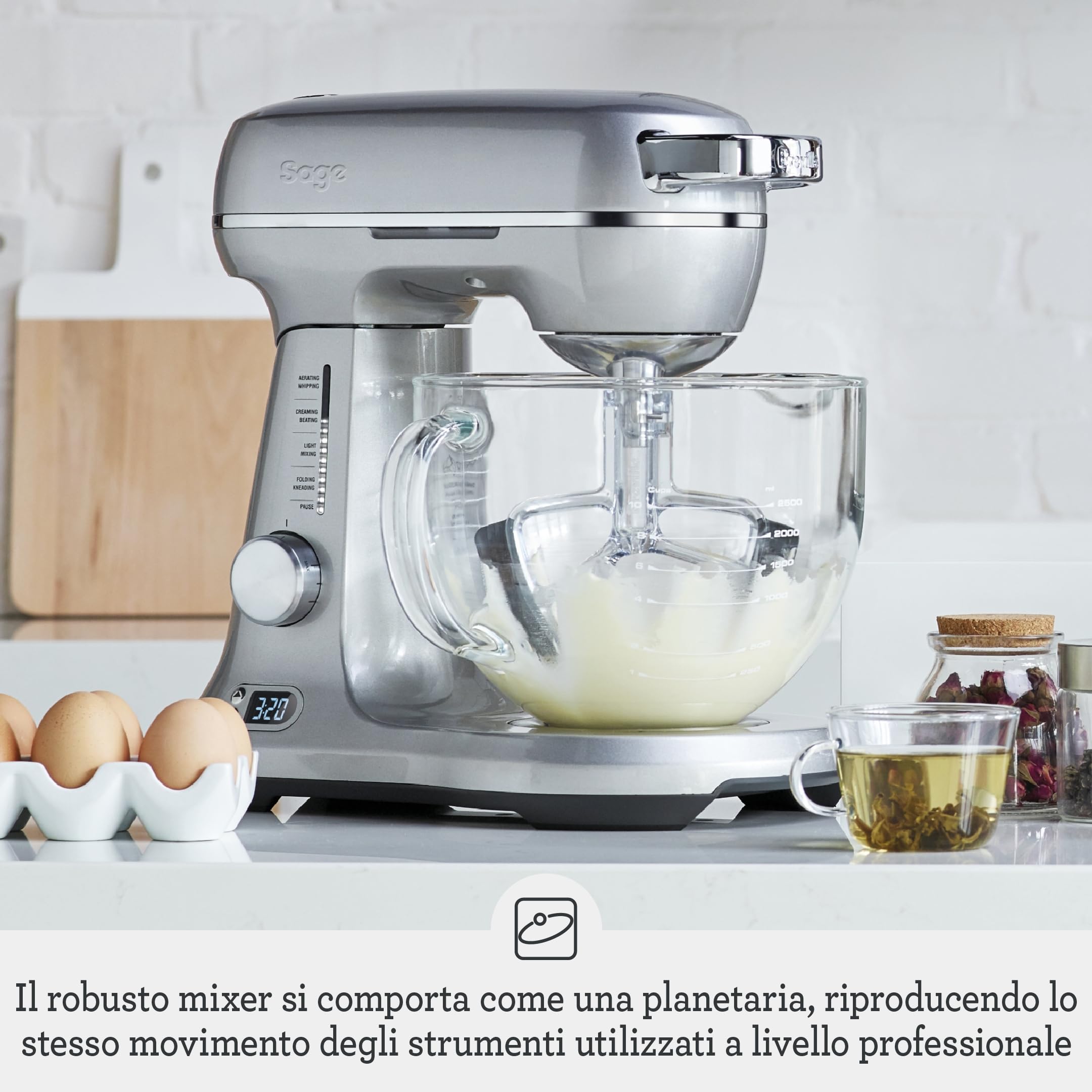 Sage - The Bakery Boss - Impastatrice per Pasticceria - Alluminio Spazzolato