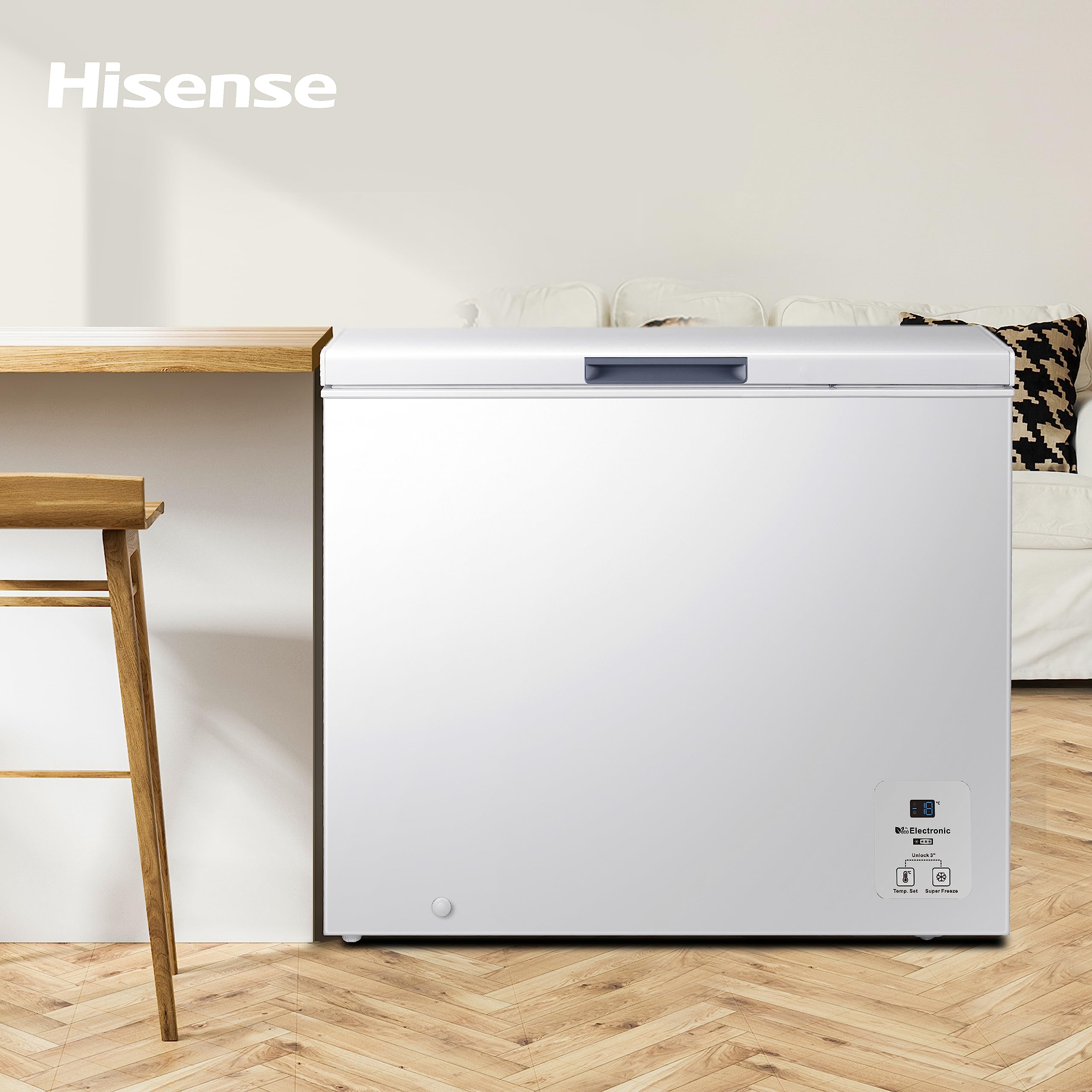 Hisense FC321D4AWLE Congelatore a Pozzo 248 L di capacità, Silenzioso 40 dB, Bianco, LxPxA 96,3x 63 x 84,7 cm
