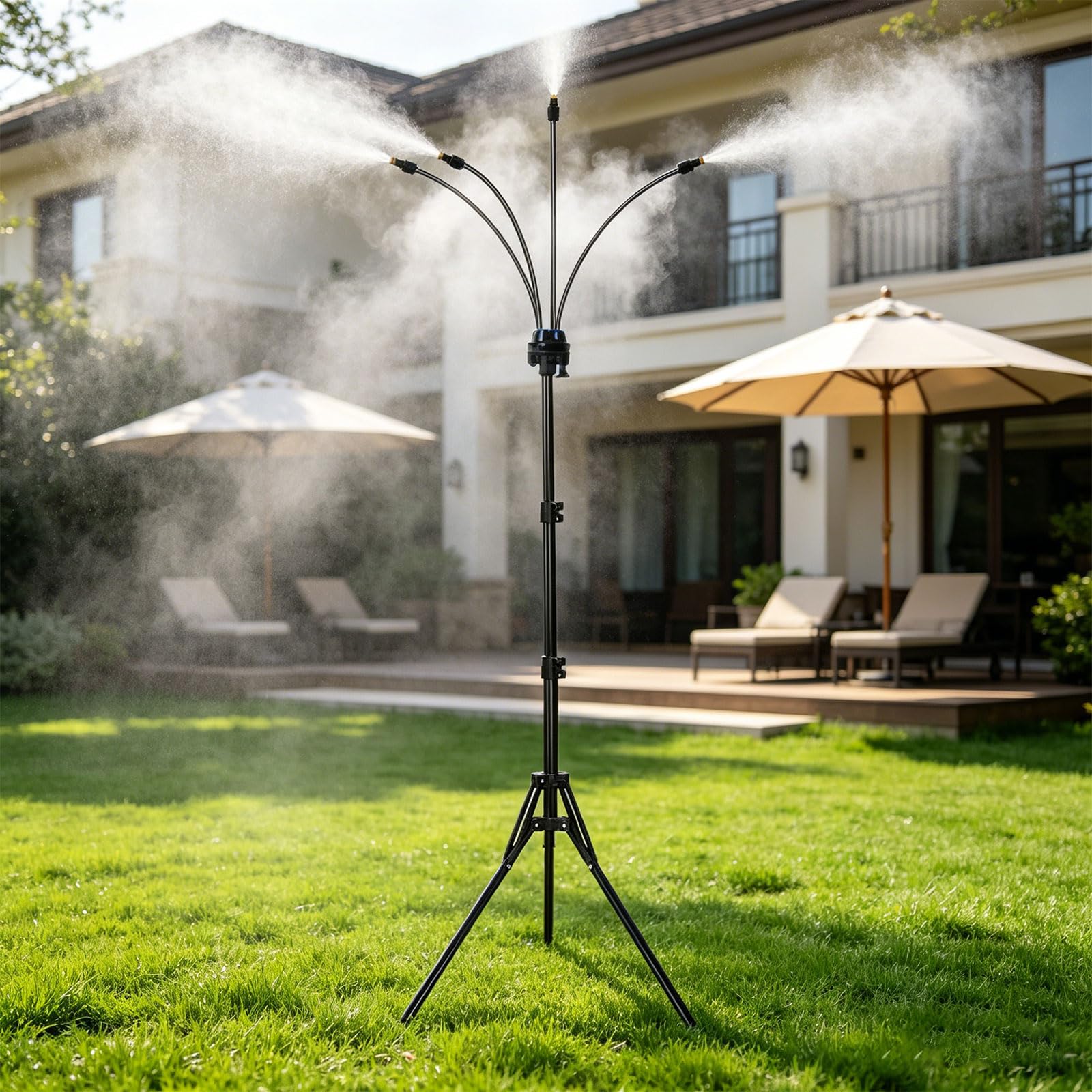 Dispositif de brumisation à cadre en métal robuste avec couverture de 1,5 m pour cour, piscine et espaces sociaux, ensemble de brumisation basse pression
