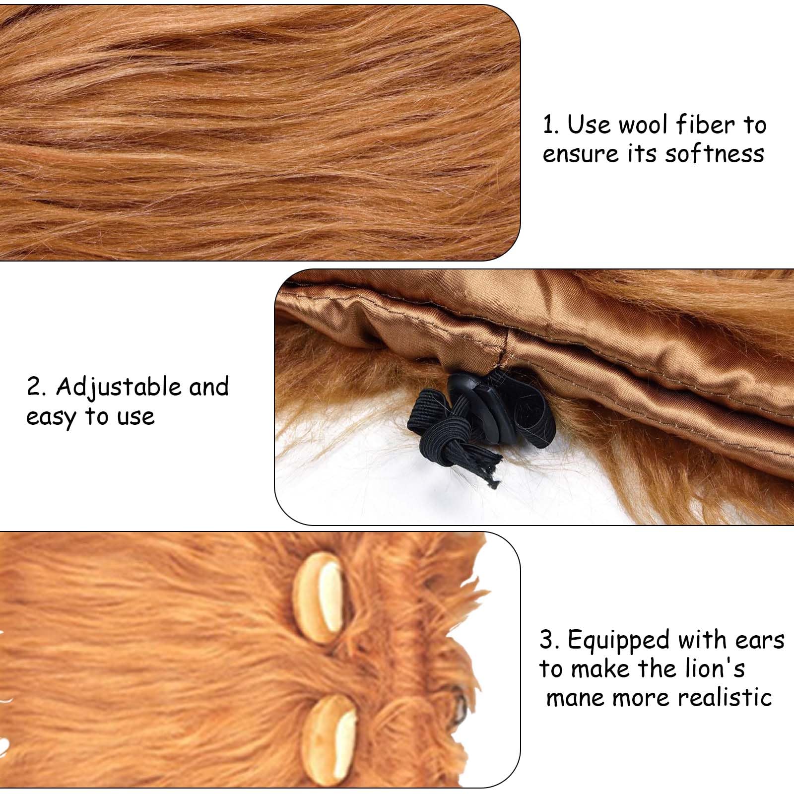 Criniera Leone Per Cane E Gatto - Costume Carnevale Regolabile, Taglia L, Bruno-Rossastro - Foto 10