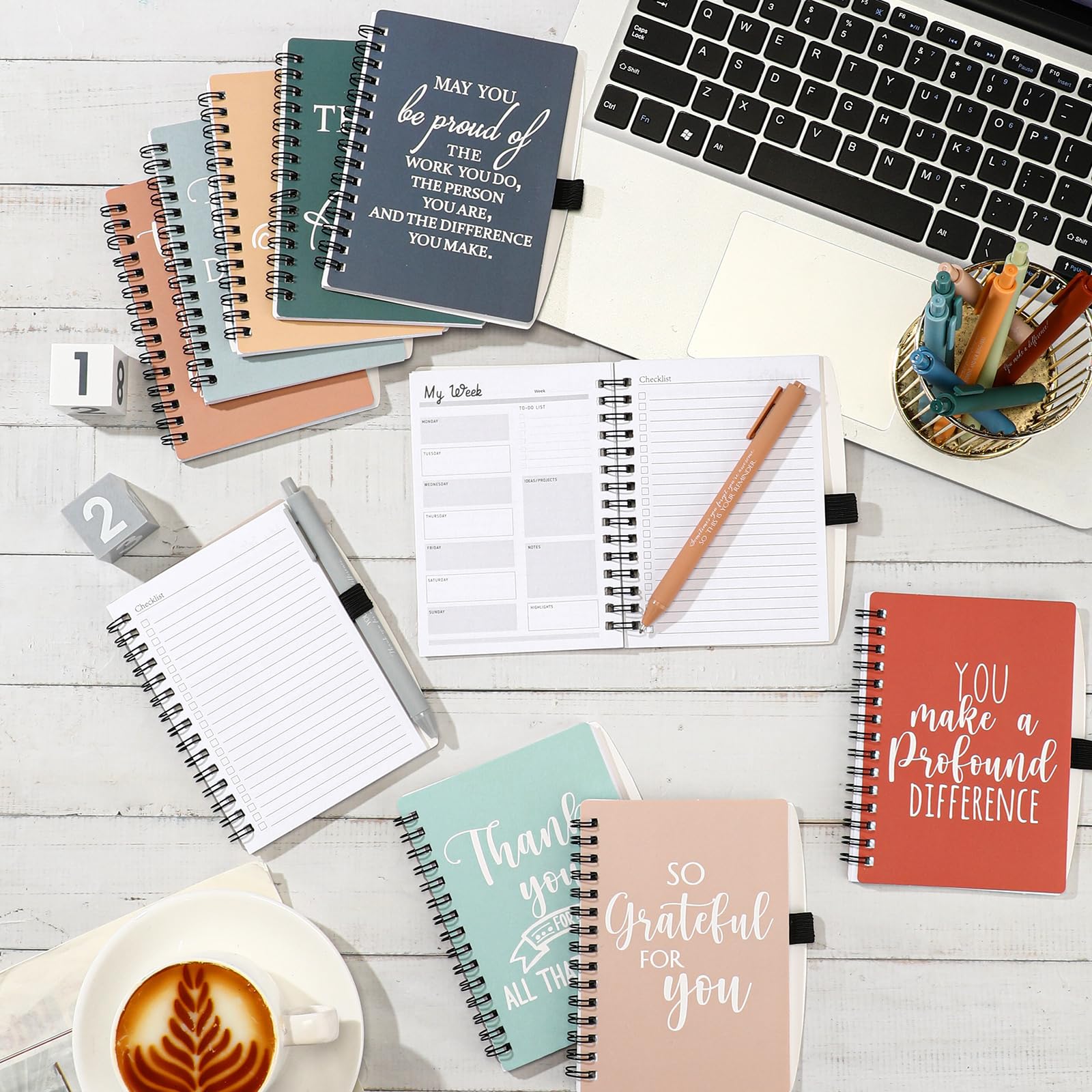 Tellingyou 20 cuadernos de agradecimiento para empleados, regalo de regreso a clases, cuaderno en espiral A6 con bolígrafos motivacionales para lista de tareas para compañeros de trabajo, profesores