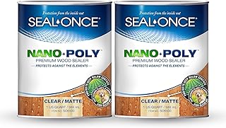 Seal-Once Nano+Poly Penetrating Wood Sealer with Polyurethane - Premium Waterproof Sealant - 2 Gallon & Clear