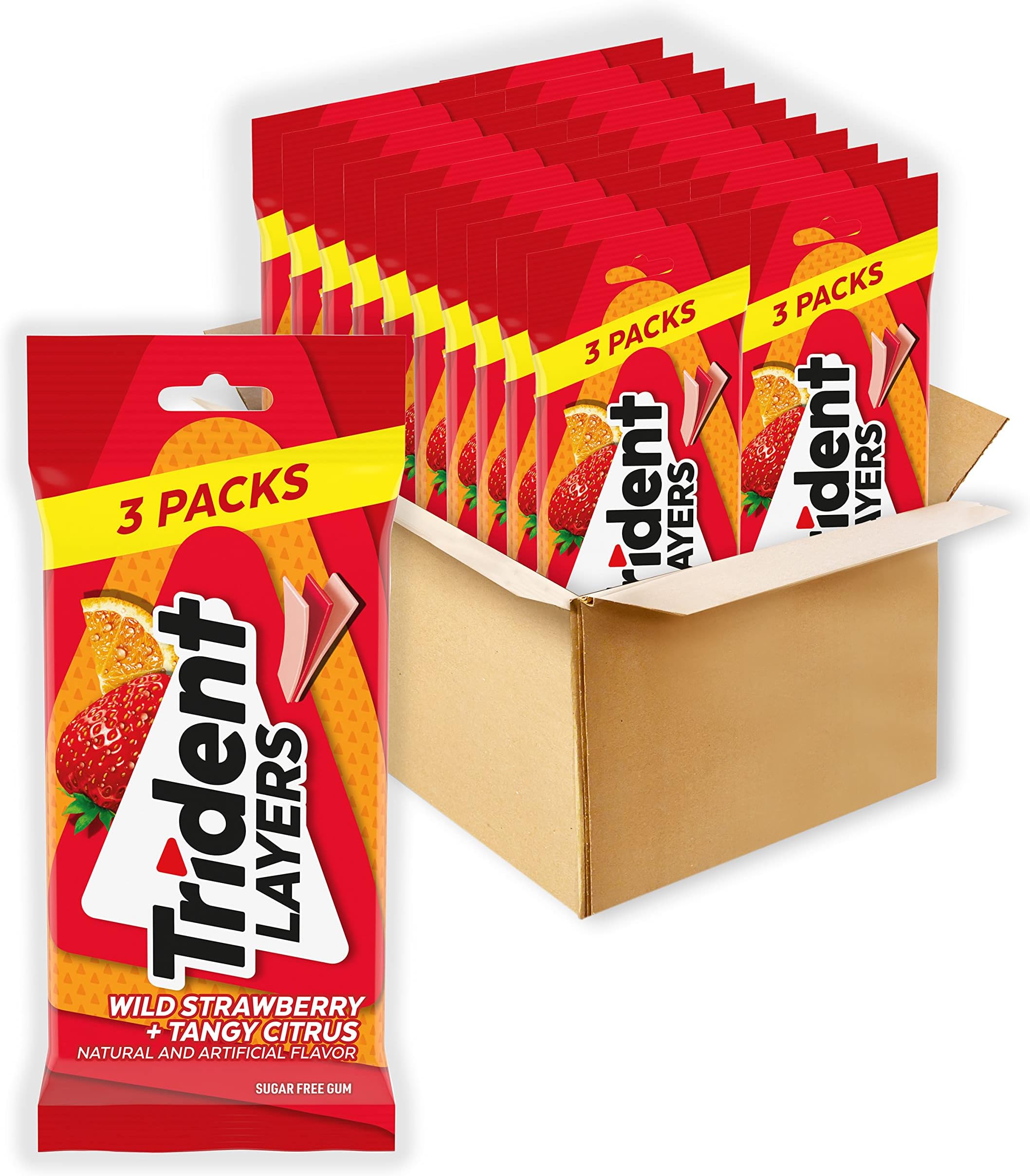 Trident Layers Wild Strawberry & Tangy Citrus Sugar Free Gum, 60 Packs of 14 Pieces (840 Total Pieces)