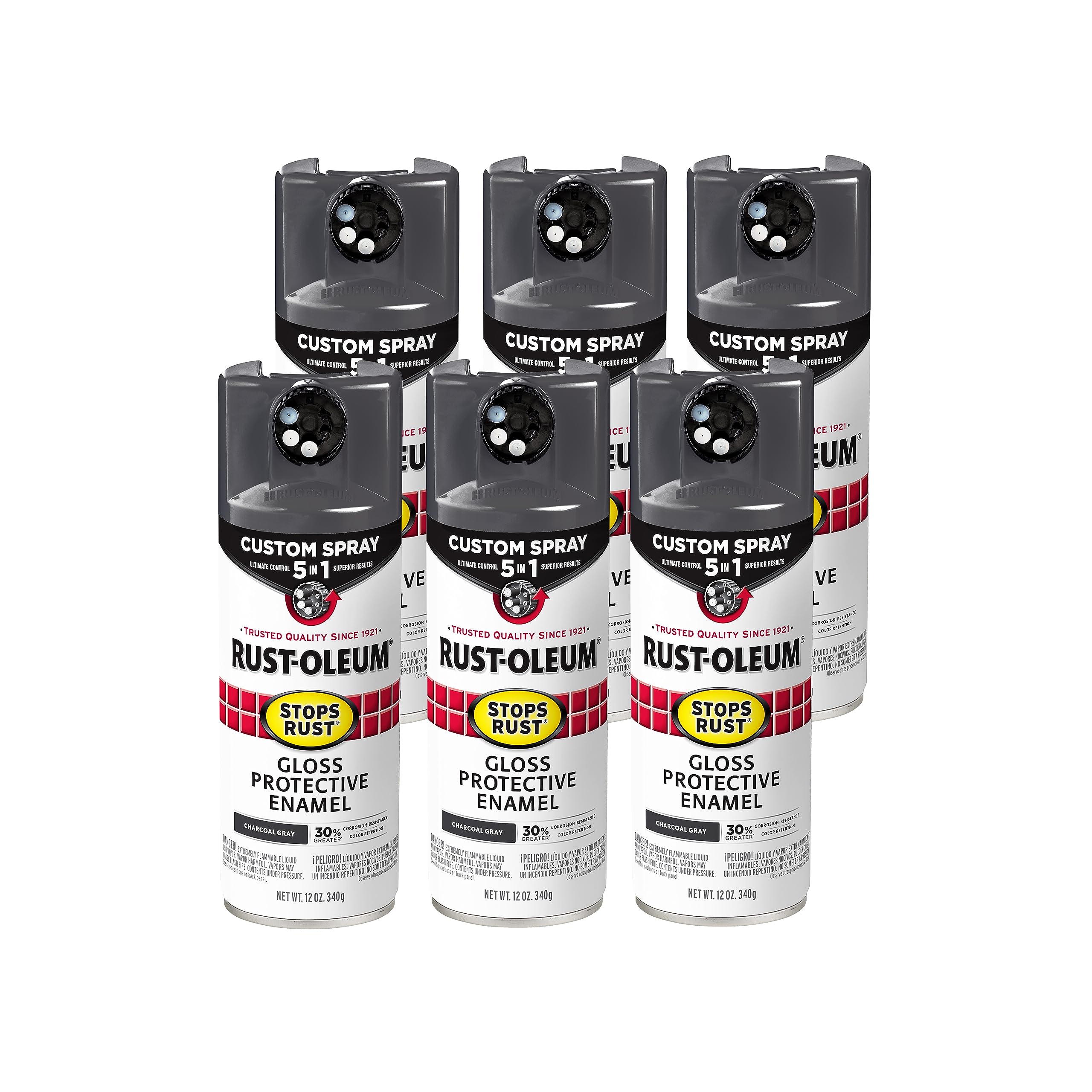 Rust-Oleum Stops Rust Custom 5-in-1 Spray Paint, Gloss Charcoal Gray