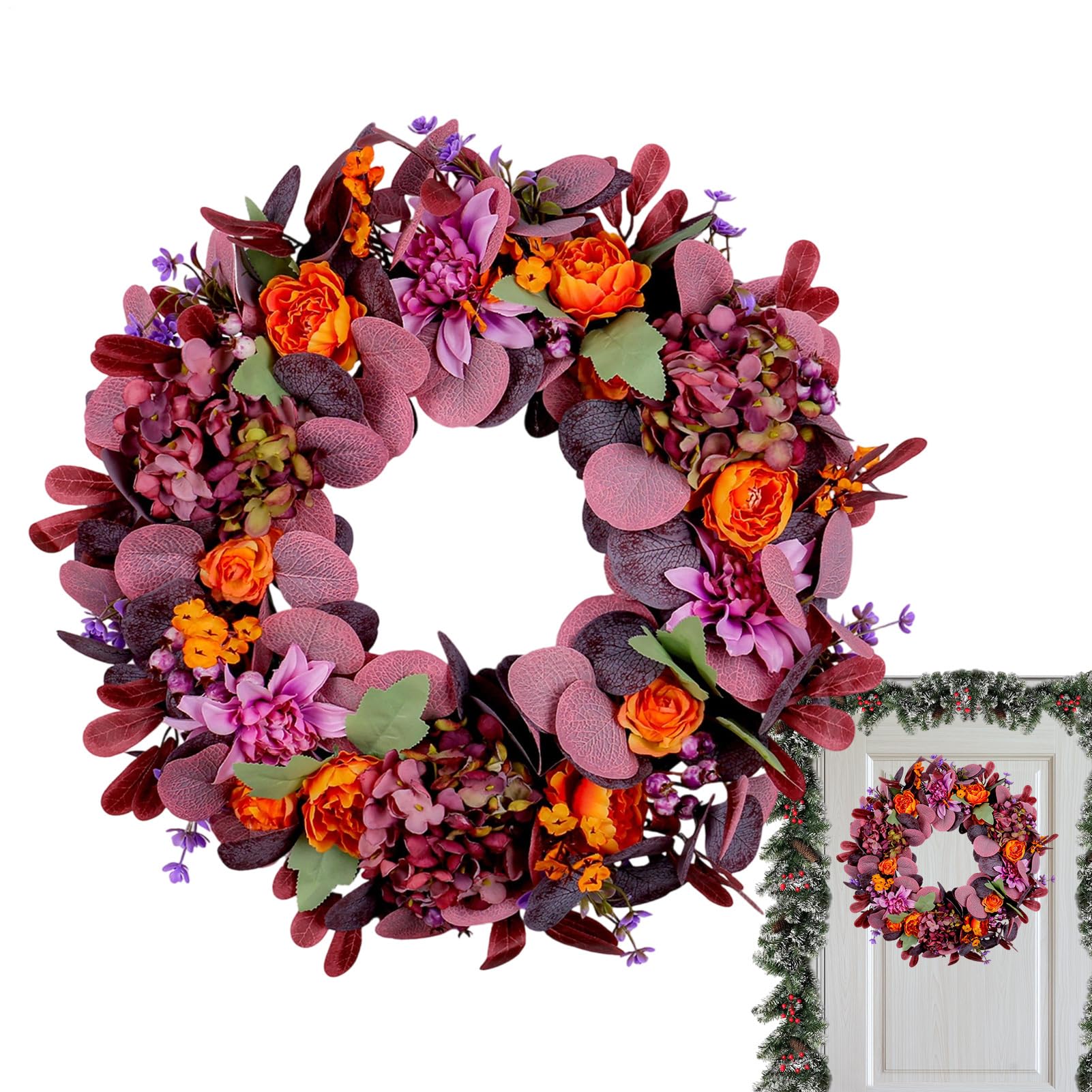 Couronne d'automne de 45 cm pour sublimer votre porte d'entrée lors de Thanksgiving