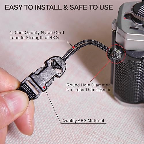 Miniatura 2 de Padwa Lifestyle 4 correas negras de liberación rápida para cámara, adaptador QD Loops, clip de liberación rápida compatible con todas las cámaras