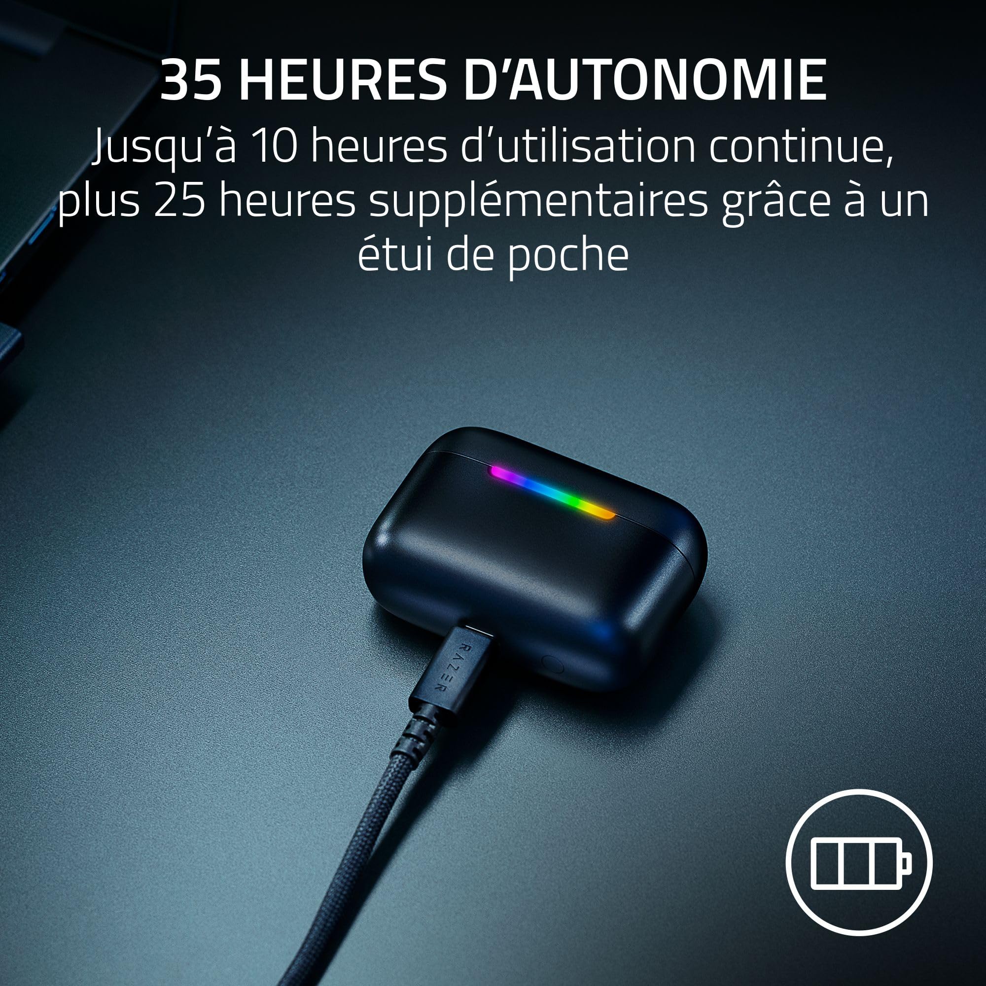 Razer Hammerhead V3 X HyperSpeed - Écouteurs Gaming sans Fil multiplateforme - HyperSpeed Wireless & Bluetooth - 40 Heures d'autonomie - Résistants à l'eau IPX4 - THX Spatial Audio | Noir