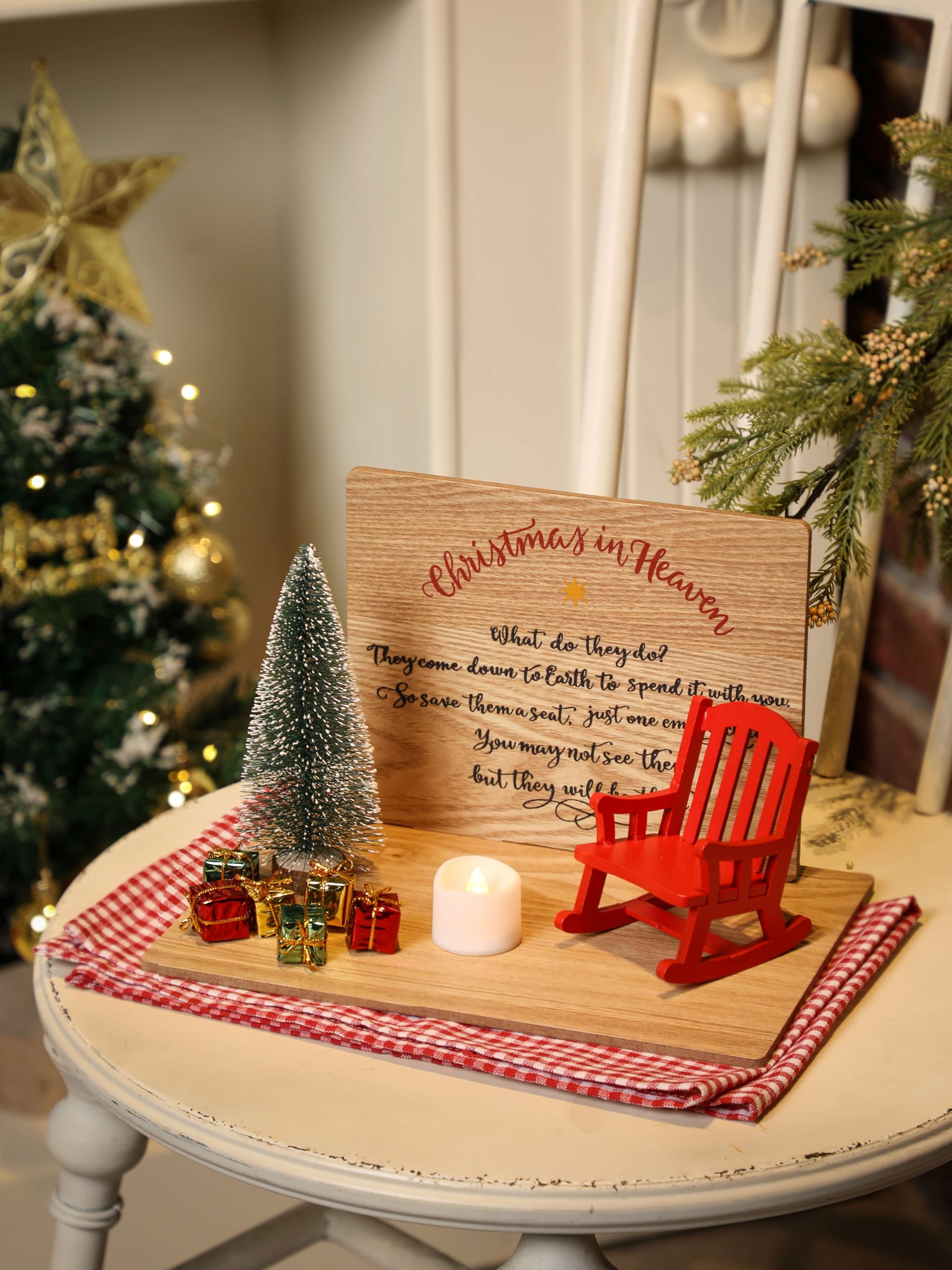 Christmas in Heaven Decoration Christmas Memorial Rocking Chair Ornament Save A Seat Memorial Gift (1 seat) - Image 4